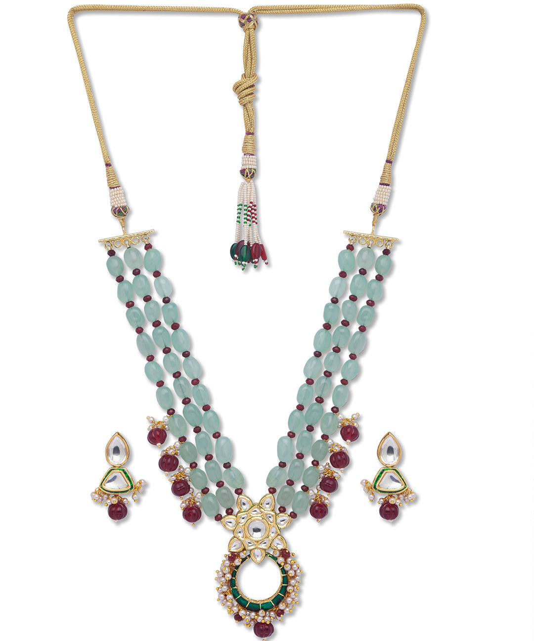 Onyx Watermelon Agate Kundan Polki Necklace