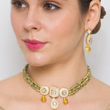 Micron Gold Polish Brass Kundan Polki Meenakari Necklace