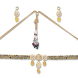 Micron Gold Polish Brass Kundan Polki Meenakari Necklace