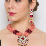 Golden, Pearly White, Peach, Maroon, Kundan Polki, Necklace Set