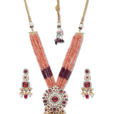 Golden, Pearly White, Peach, Maroon, Kundan Polki, Necklace Set