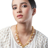 Micron gold polished brass, Onyx Stone Necklace