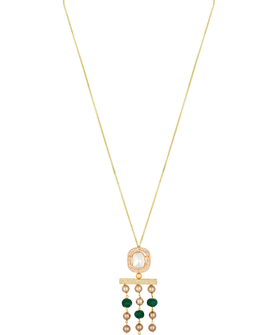 Micron gold polished brass, Kundan Polki Necklace