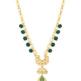 Micron gold polished brass, Onyx watermelon tumbles, Hand-paint meena, Necklace