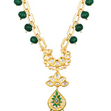Micron gold polished brass, Onyx watermelon tumbles, Hand-paint meena, Necklace