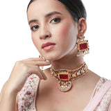 Micron gold polished brass, Agates, Kundan Polki Necklace Set