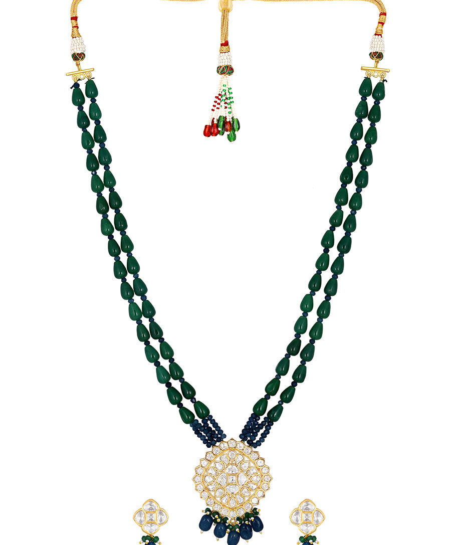 Gold Plated Kundan Necklace with Agate