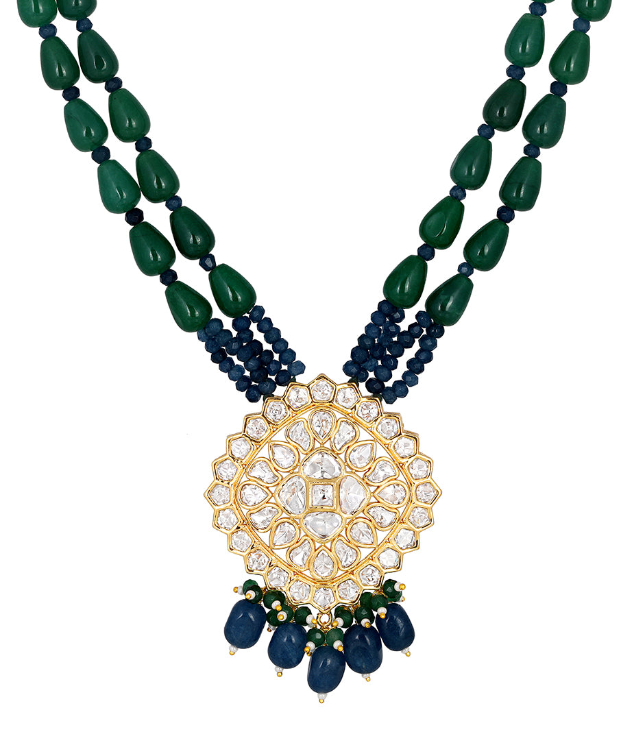 Gold Plated Kundan Necklace with Agate