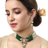 Gold Plated Kundan Choker Necklace with Agate
