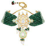 Gold Plated Kundan Choker Necklace with Agate