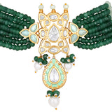 Gold Plated Kundan Choker Necklace with Agate