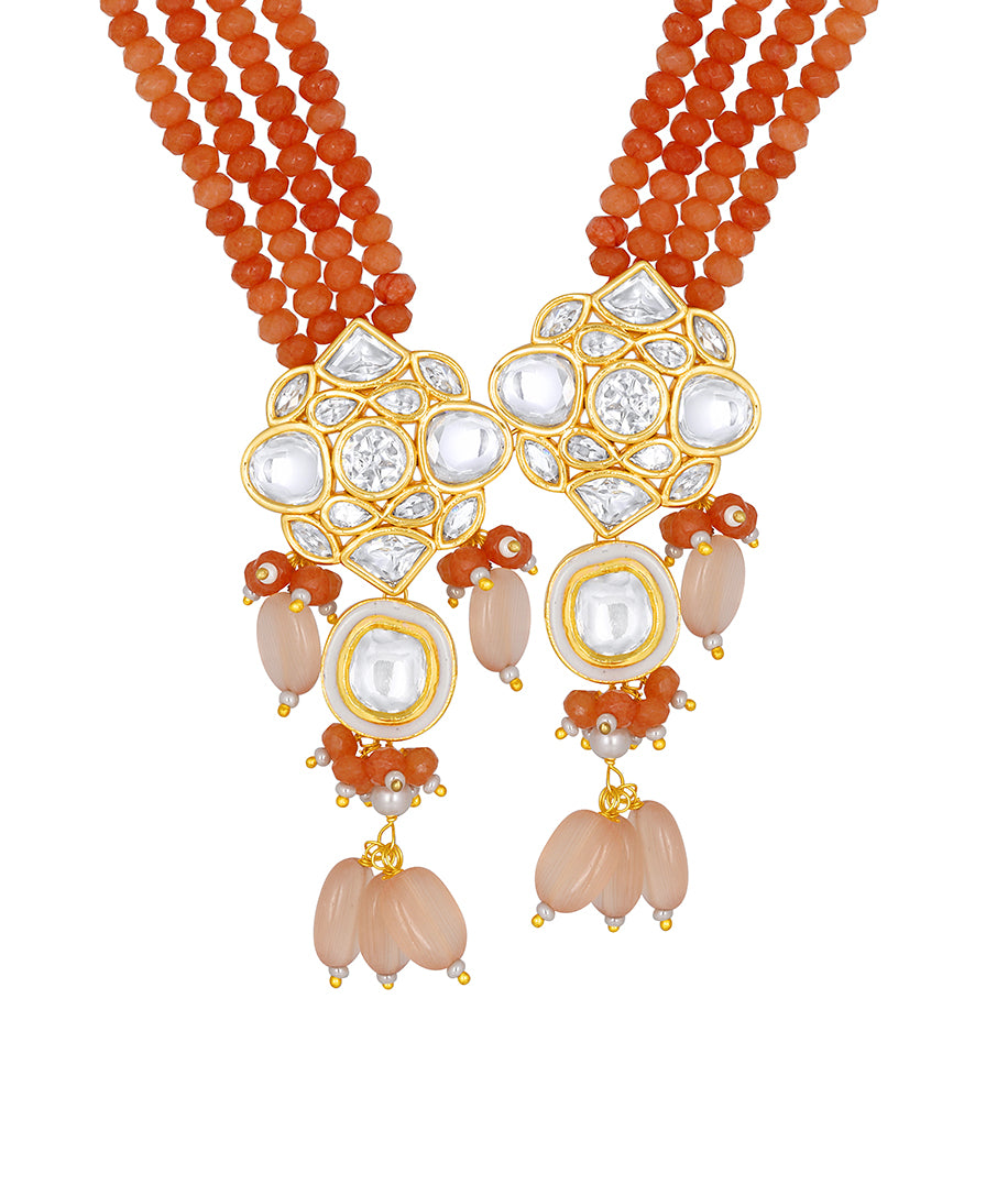 Gold Plated Kundan Necklace with Agate