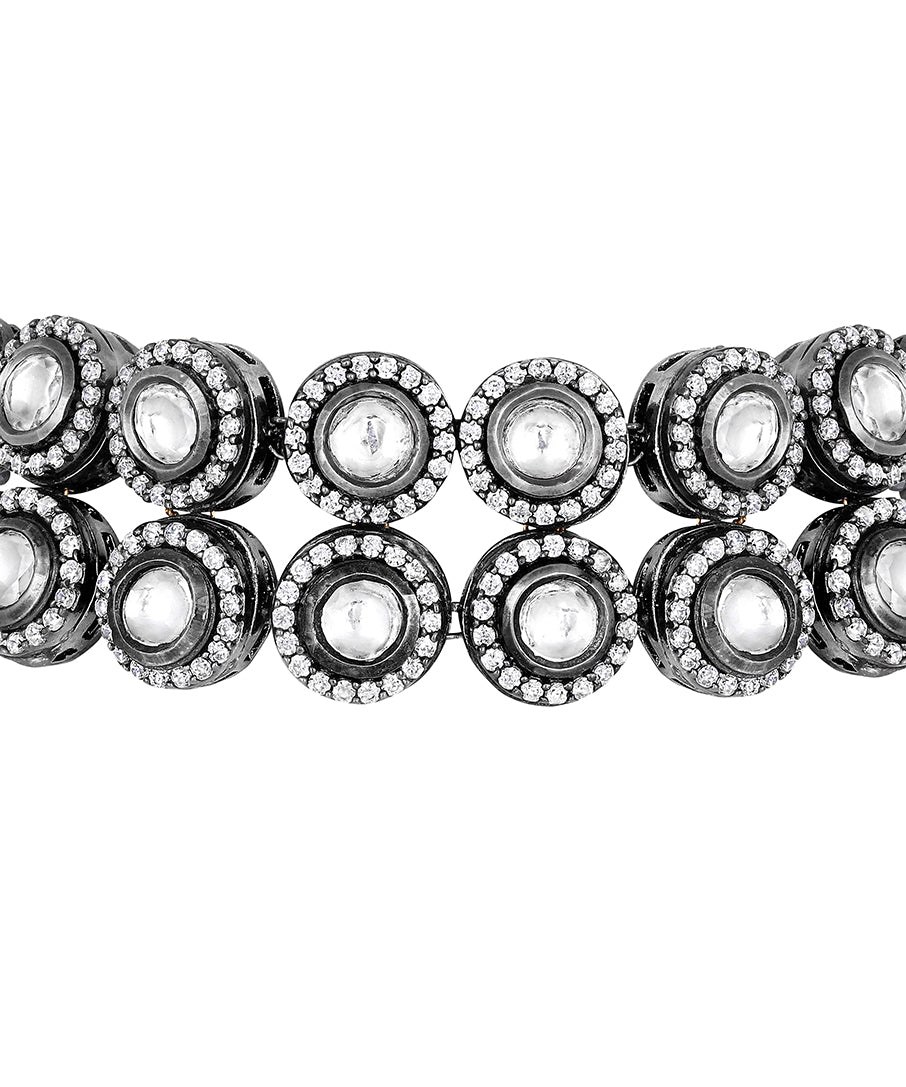 Dual Tone Kundan Choker Necklace