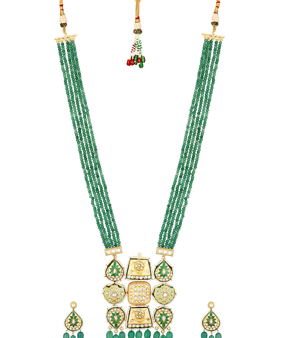Gold Plated Kundan Necklace with Agate