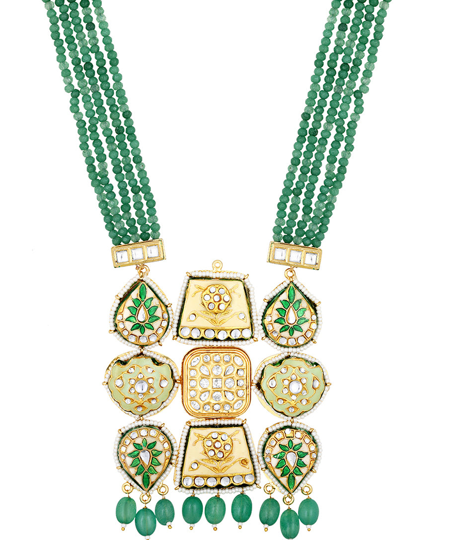 Gold Plated Kundan Necklace with Agate