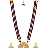 Gold Plated Kundan Necklace with Agate and Onyx