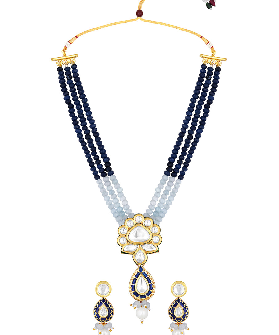 Gold Plated Kundan Necklace with Agate