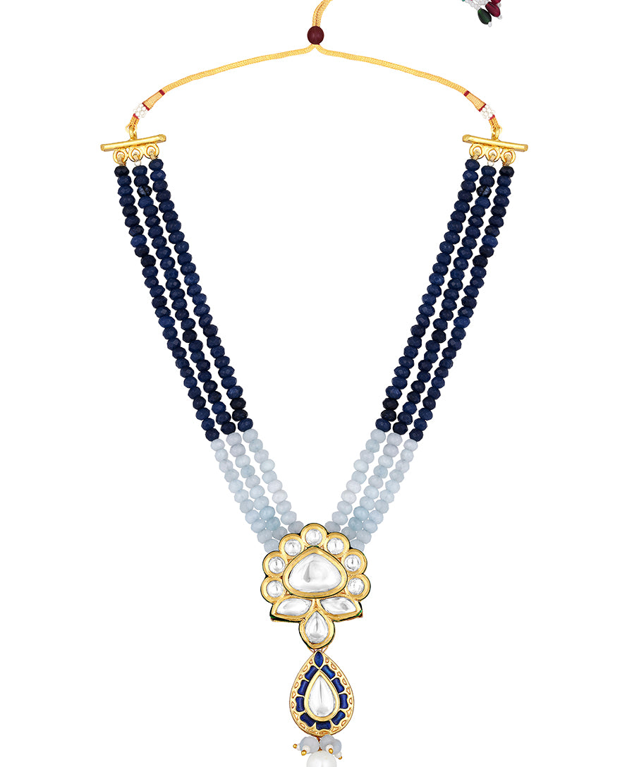Gold Plated Kundan Necklace with Agate