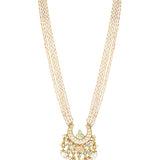 Gold Plated Kundan Necklace with Onyx and Pearls