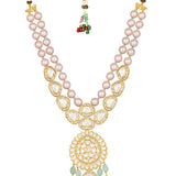 Gold Plated Kundan Necklace with Onyx and Pearls