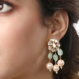 Gold Plated Kundan Necklace with Onyx and Pearls