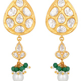 Gold Plated Kundan Necklace with Onyx and Pearls
