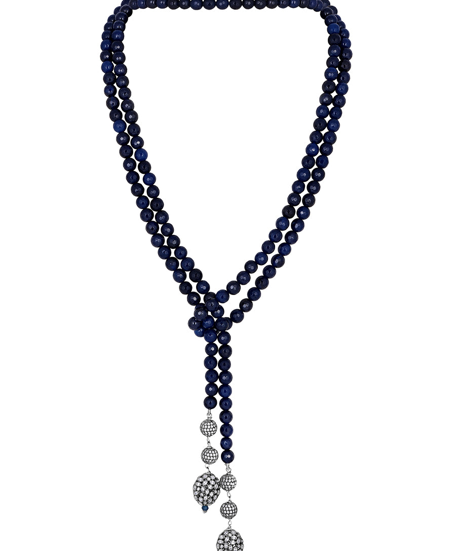 Black Beaded Necklace with Agate