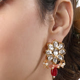 Gold Plated Kundan Necklace with Onyx and Agate