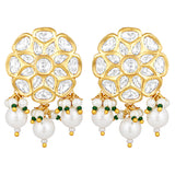 Gold Plated Kundan Necklace with Agate and Pearls
