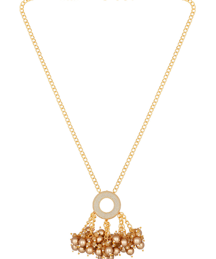 Brown Gold Plated Handcrafted Necklace with Agate and Pearls