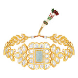 Gold Plated Kundan Necklace with Onyx and Monalisa