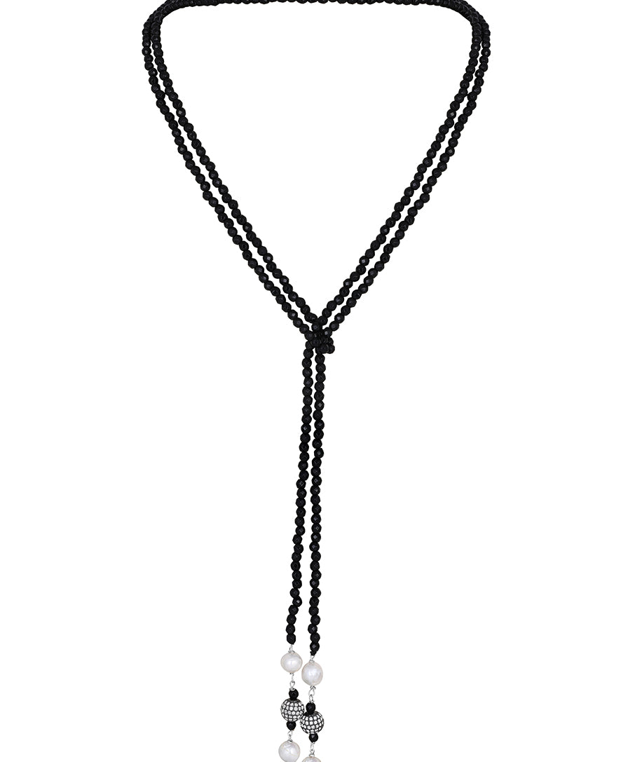 Royal Design Necklace With Agates & Cz Diamond Balls