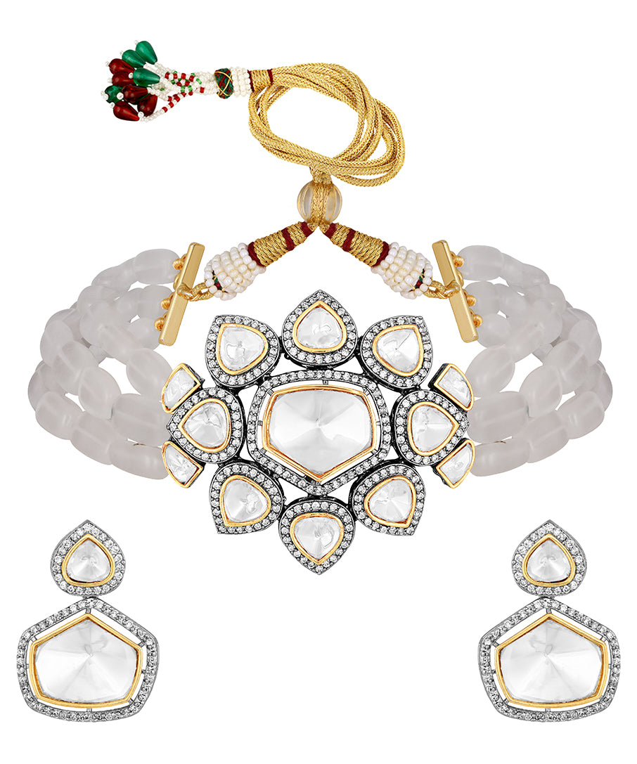 Dual Tone Kundan Choker Necklace