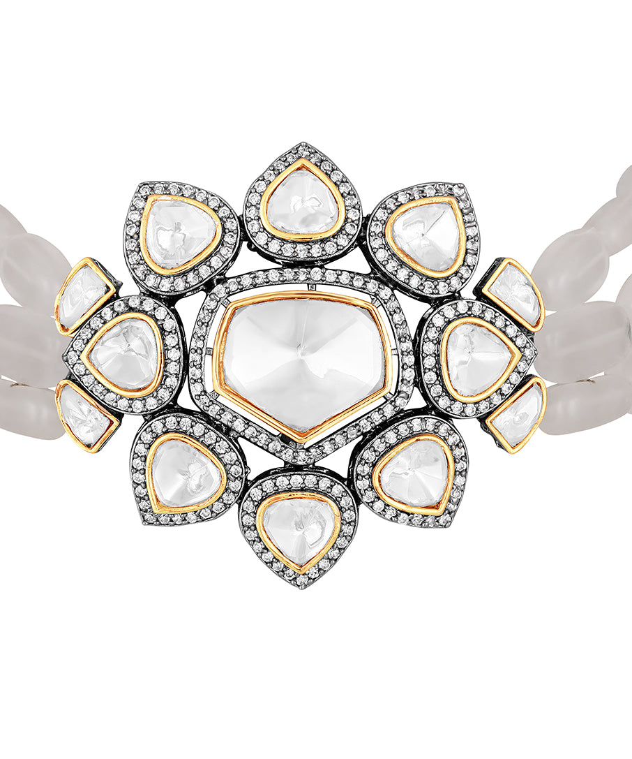 Dual Tone Kundan Choker Necklace