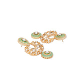 Green Gold Tone Kundan Meenakari Necklace Set with Onyx