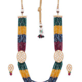 Multicolor Gold Tone Kundan Necklace Set with Onyx