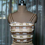 Hand-Embroidered Saree with Crystal and Antique Gold Work