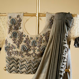 Ready-to-Wear Dust Gold Designer Saree with Embroidered Blouse and Ribbon & Bead Work - Perfect for Special Occasions