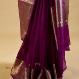 Purplish Pink Banarasi Georgette Saree