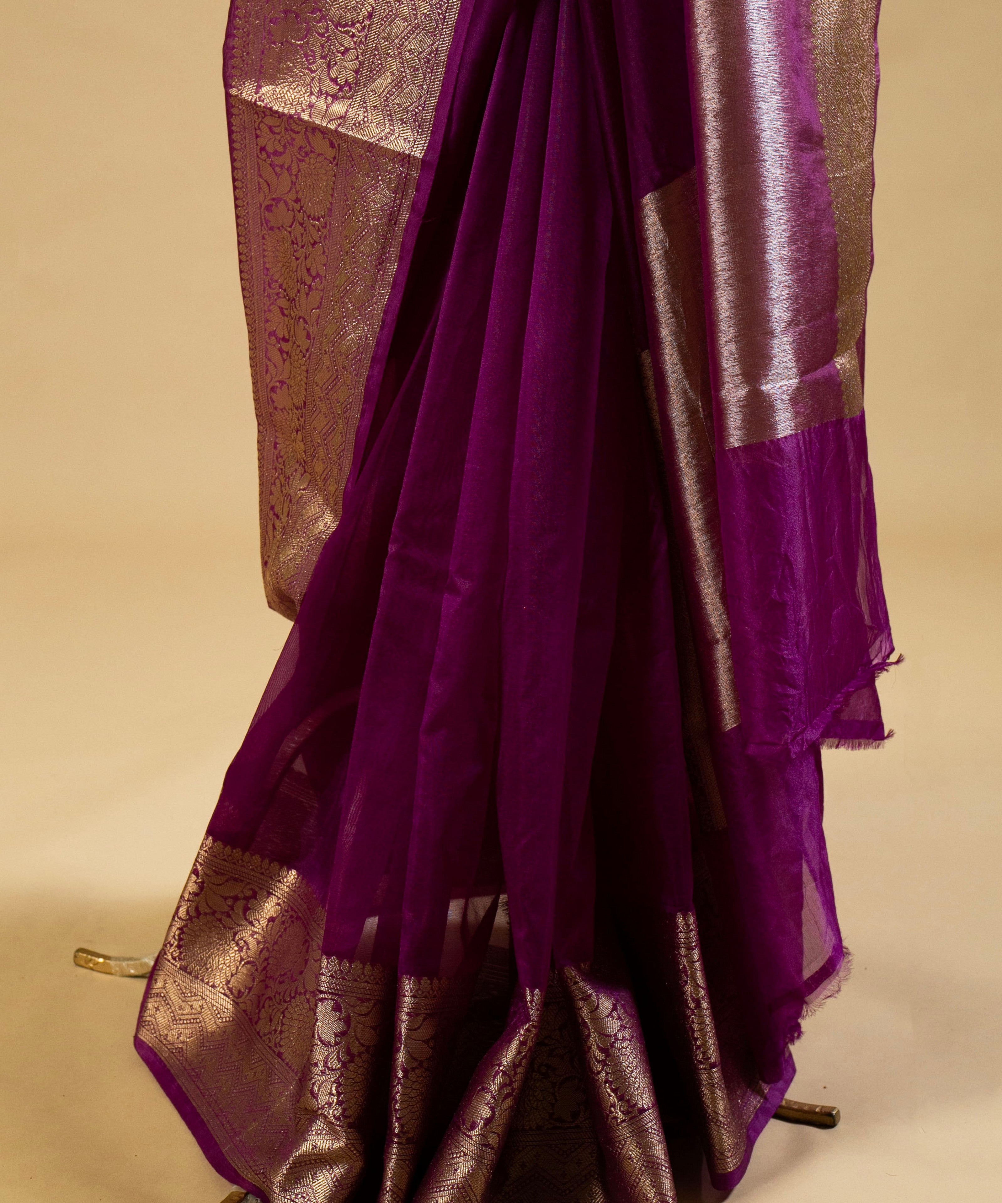 Purplish Pink Banarasi Georgette Saree