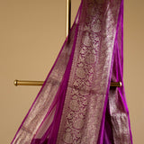 Purplish Pink Banarasi Georgette Saree