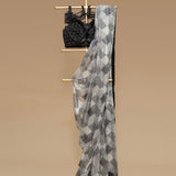 Stylish Black Sequence work Cocktail Saree with Crystal Pipe work Blouse